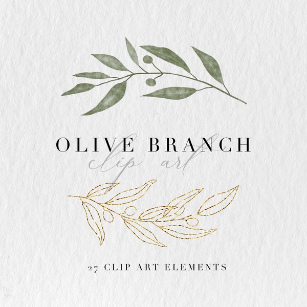 Olive Watercolor Clip art, Olive Branch watercolor clip art, Wedding botanical leaves illustrations, Olive clipart, Olive leaves watercolor