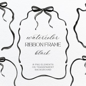 Aquarel zwart lint frame, aquarel lintrand, babyshower clipart, bruiloft uitnodigingsframes, aquarel clipart, png