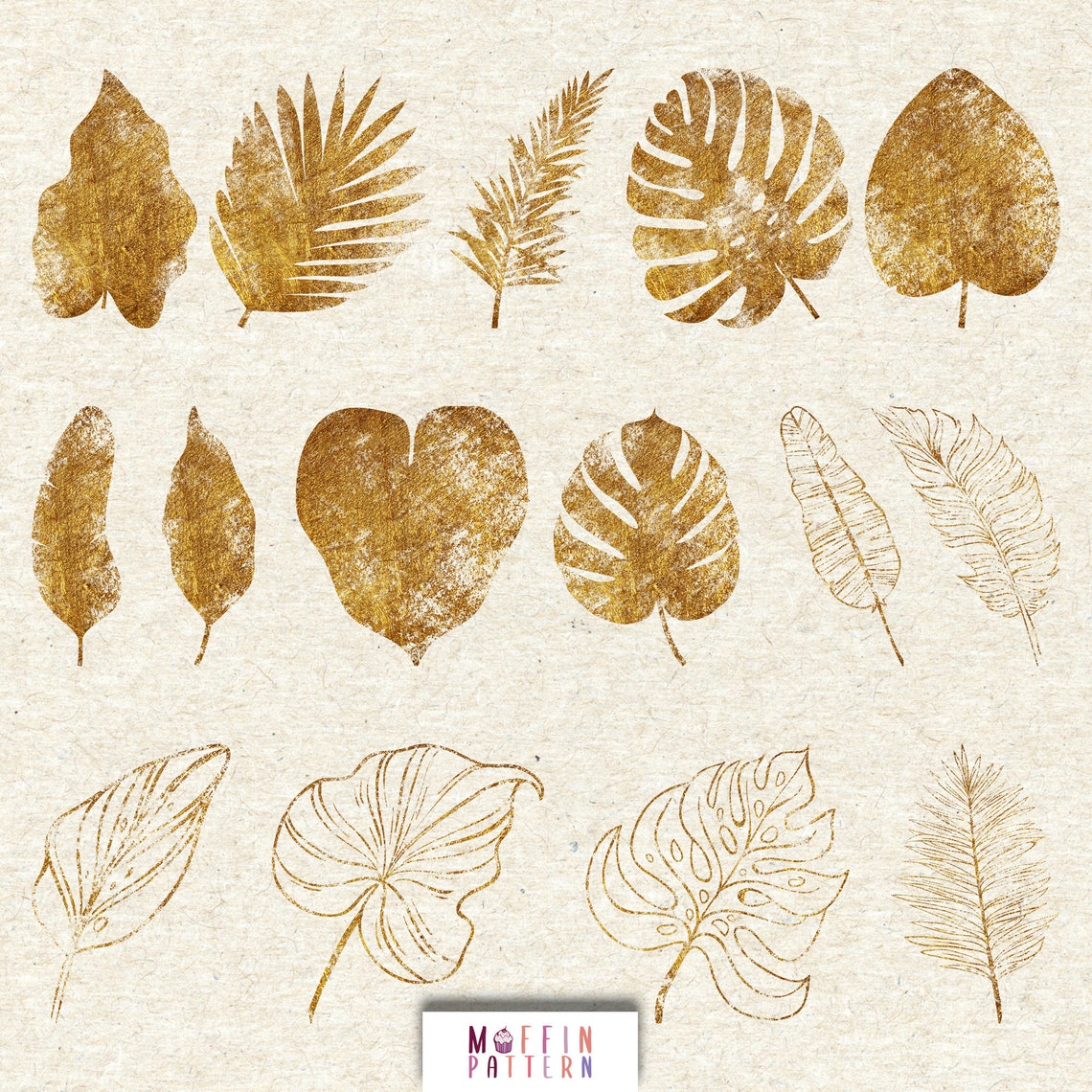 Gold Floral Stamp Overlays Gold Foil Stamps Gold Leaves | Etsy