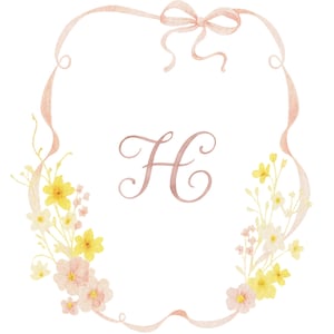 Blush Pink Watercolor Crest Frame | Floral yellow Wreath PNG | Monogram Frame Clipart with Transparent Background