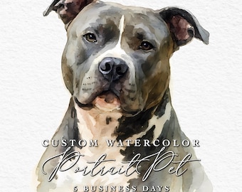 Retrato de mascota en acuarela personalizado / Ilustración personalizada de perro o gato / Regalo conmemorativo para mascota con descarga digital