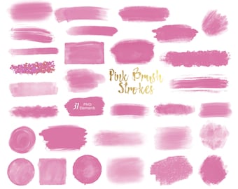 Rosa Pinselstriche Clipart, Pinselstriche, Aquarell Design Elemente, schwarze Aquarell Pinselstriche, Paint Splatter, Logo diy