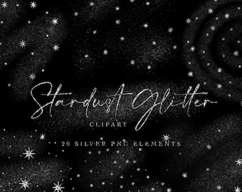 Stardust Silver Clipart PNG Elements, Silver Stars Clipart, Star Overlays, Galaxy clipart, Star Clipart, Silver Star, Silver Dust Clipart