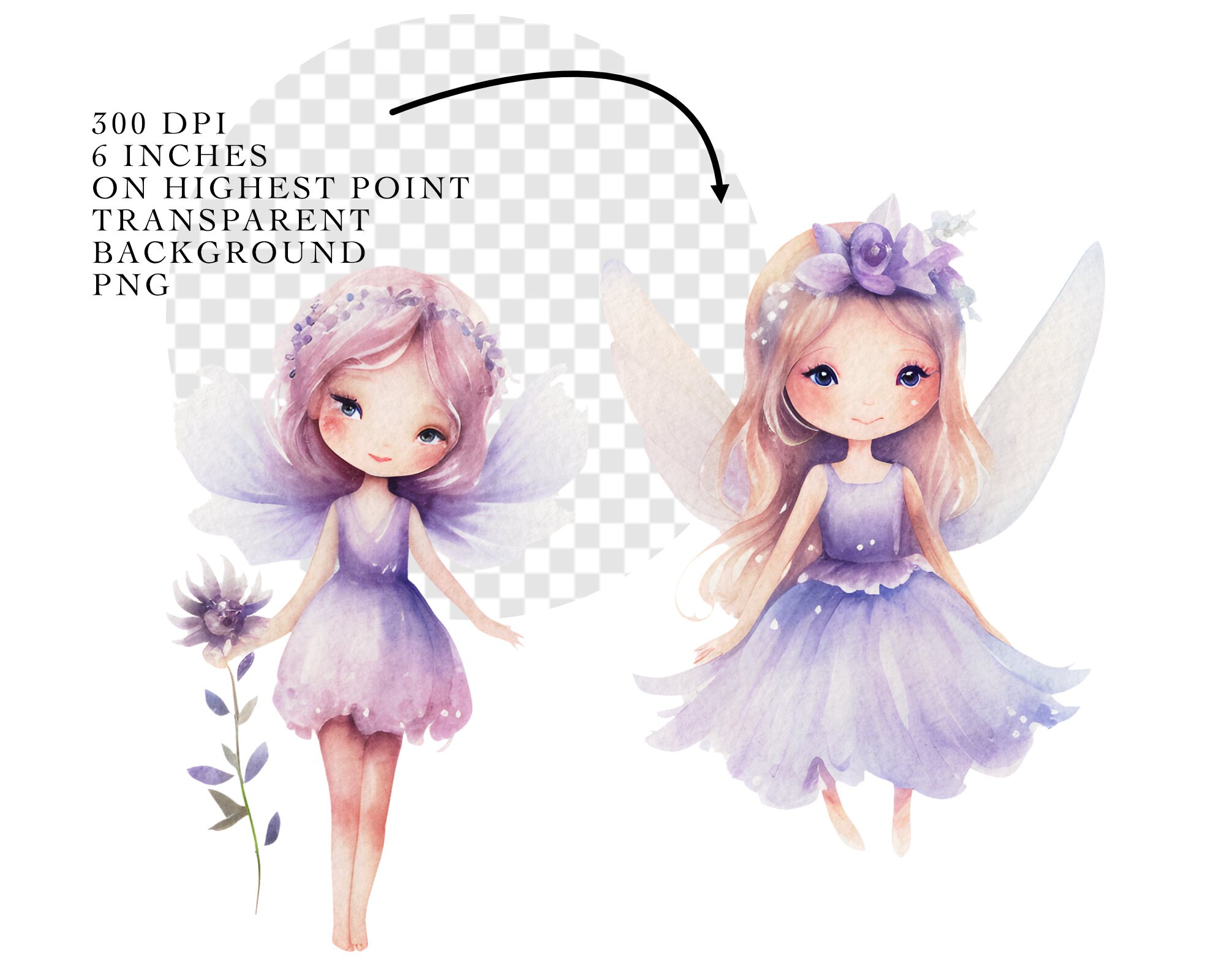 Watercolor Cute Fairies Cliparts - Fairy Watercolor Clipart - Magical ...