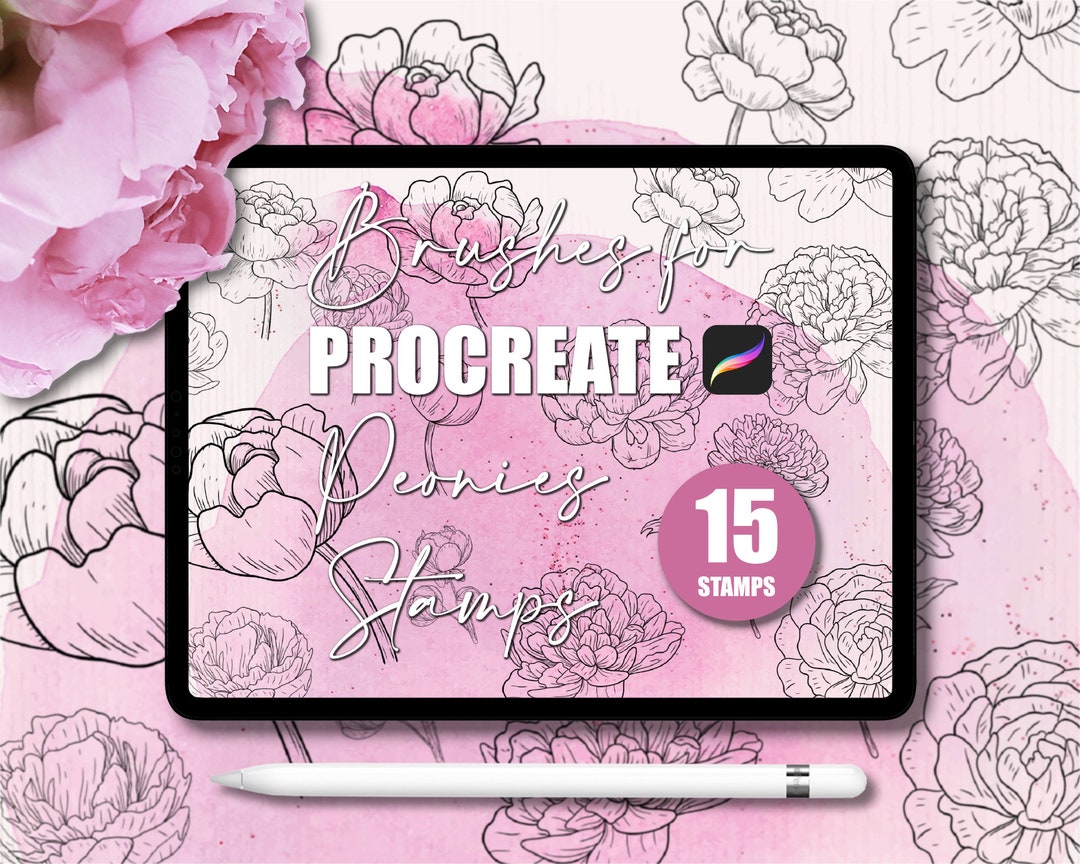 Peonies Stamps for Procreate, Peony Stamps, Peony Tattoo, Brush for ...