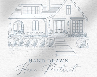 Retrato de casa personalizado / Ilustración de casa dibujada a mano / Boceto de casa personalizado / Regalo único para propietarios, bodas y aniversarios /