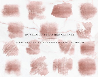Rosegold Brush strokes clipart, Design elements, Rosegold splashes clipart, Rosegold splatters, Paint splatters, Rosegold clipart