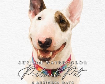 Retrato de mascota personalizado / Ilustración de perro y gato en acuarela / Regalo conmemorativo personalizado para mascotas / Arte mural con descarga digital