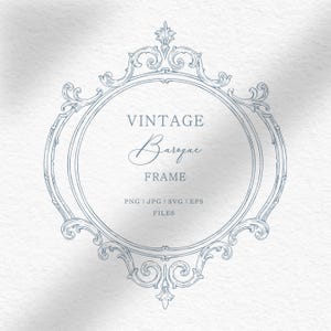 Vintage Baroque Frame SVG – Hand-Drawn Crest Clipart for Wedding Invitation, Antique Logo Border, Victorian Digital Download