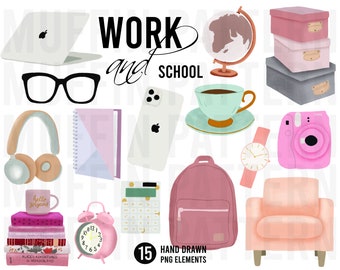 Dziewczyna Szefowa Clipart, szkolny clipart, Naklejki Planner, powrót do szkoły, szefowa laska Planner Ikony Clip Art, Akwarela Ręcznie Rysowane Ikony Plannera