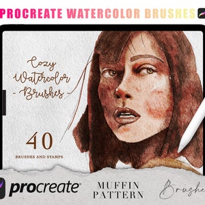 Watercolor procreate brushes, Procreate Watercolor brushes, watercolor procreate stamps, watercolor art stamps for ipad, Watercolor Stamps