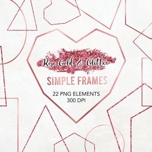 RoseGold polygonal frames clip art, rosegold foil, abstract frames, frames clip art, wedding, invitation, download