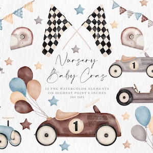 Coches de acuarela para guardería, coches vintage bonitos en acuarela, acuarela para guardería de niño, archivos PNG digitales, coches de acuarela, coches para bebé niño, guardería