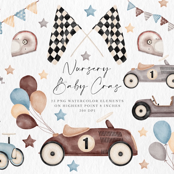 Nursery Watercolor Cars, Vintage Cute Cars Watercolor, Watercolor Boy Nursery, Digital PNG Files, Watercolor Cars, Baby Boy Cars, Nursery