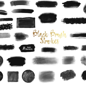 Black Brush Strokes bundle clipart, brush paint strokes, watercolor design element black watercolor brush strokes, paint splatters, logo diy