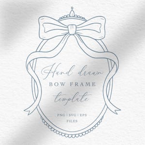 Hand Drawn Bow Frame | Editable Clipart | Wedding Crest Template | Baby Shower Invitation Border | SVG PNG EPS