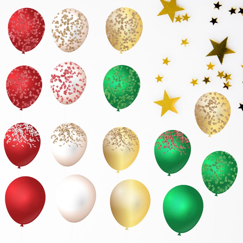 Christmas Balloons Clipart Holiday Party Clip Art Balloons an Etsy