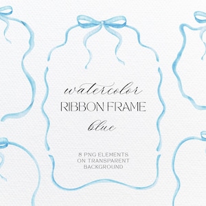 Cornice nastro blu acquerello, bordo nastro acquerello, clipart baby shower, cornici invito matrimonio, clipart acquerello PNG, baby shower