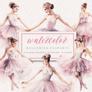 Clipart de bailarina em aquarela, clipart de aquarela de bailarina rosa, aquarela de balé rosa, berçário, clipart de aquarela de festa, bailarina fofa