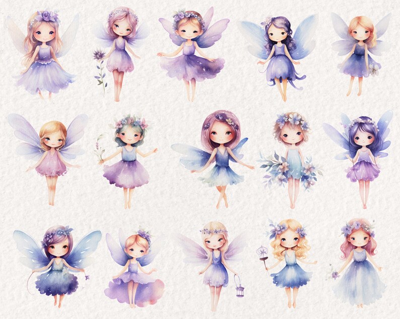 Watercolor Cute Fairies Cliparts - Fairy Watercolor Clipart - Magical ...