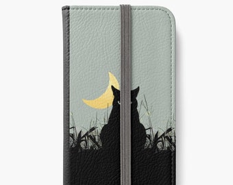 Scary Black cat Moon iPhone Satin Phone Wallet For Iphone 8, Iphone 8 Plus, Iphone X, Iphone Xs, Iphone Xs Max, Iphone 11, Iphone 11 Pro Max