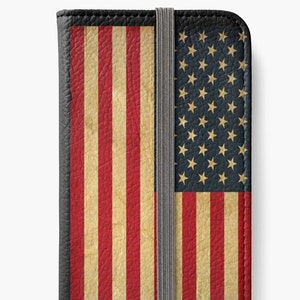 Cartera de satén con bandera estadounidense vintage para iPhone 14, iPhone 13 y Samsung Galaxy S22, Samsung Galaxy S21