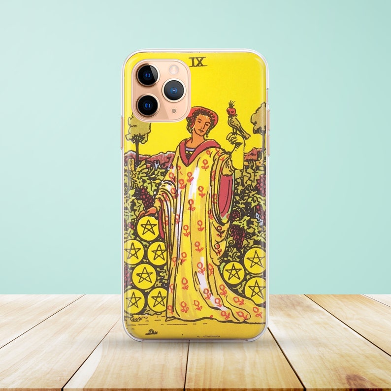 Nine of Pentacles Tarot Card Phone Case available for iPhone image 0