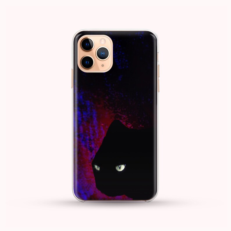 Pink Blue Grunge Black Cat Phone Case available for iPhone image 1