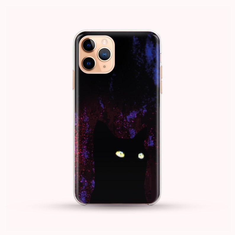 Pink Blue Grunge Black Cat Phone Case available for iPhone image 1