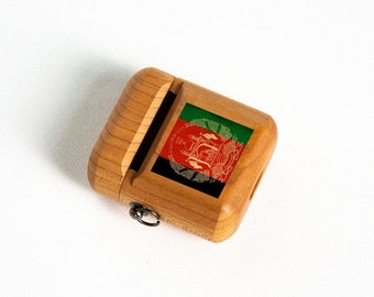 Vintage Flag Afghanistan Wooden AirPods Case