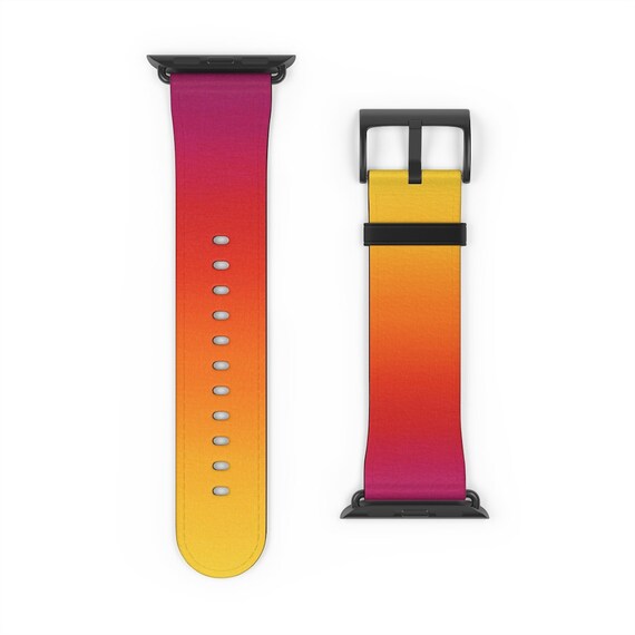Ombre Yellow Pink Band Apple Watch Series 1 to 5 Samsung Galaxy Apple Watch Band 38 40mm 42 44mm. Apple Watch Strap Faux Leather