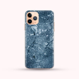Funda de teléfono azul grisáceo grunge disponible para iPhone 14, 13, 12, 11, XS Max, Samsung S22, S21, S20, fundas para teléfono