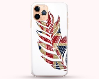 Floral Feather United Kingdom Flag Phone Case available for iPhone 11, XR, XS, XS Max, Huawei P30,P20, Samsung S20, S