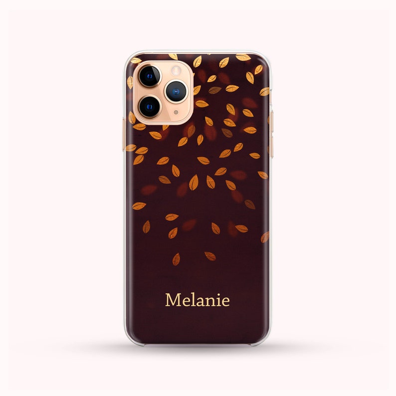 Personalized Name Brown Gold Leafs iPhone 11 CaseiPhone image 1