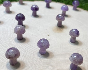 Amethyst MUSHROOM Carved Gemstone 0.75 Inch | 20mm | MUSHROOM Premium Grade Gemstones | Carved Crystal Animal