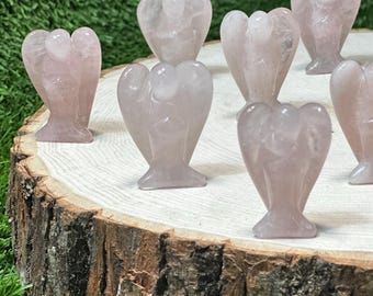 Rose Quartz ANGEL Carved Gemstone 1.5 Inch | 40mm | ANGEL Premium Grade Gemstones | Carved Crystal Animal