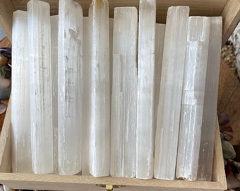 WHOLESALE Selenite Wands 4 inch , 6inch -  Raw Selenite - Selenite Crystal Wands - Selenite Stick , FREE SHIPPING