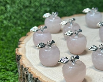 Rose Quartz APPLE Carved Gemstone 0.75 Inch | 20mm | APPLE Premium Grade Gemstones | Carved Crystal Animal