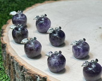 Amethyst APPLE Carved Gemstone 0.75 Inch | 20mm | APPLE Premium Grade Gemstones | Carved Crystal Animal