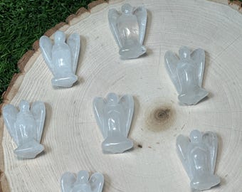 Clear Quartz  ANGEL Carved Gemstone 1.5 Inch | 40mm | ANGEL Premium Grade Gemstones | Carved Crystal Animal