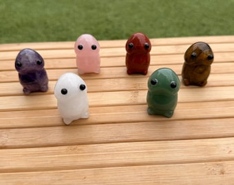 Carved Gemstone FROG Monster Crystal Carving – Handcrafted Gemstone Creature Statue