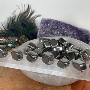 Silver Hematite Tumbled Stones , Grade A Hematite