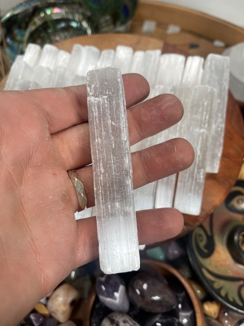 WHOLESALE Selenite Wands 4 inch , 6inch Raw Selenite Selenite Crystal Wands Selenite Stick , FREE SHIPPING image 5