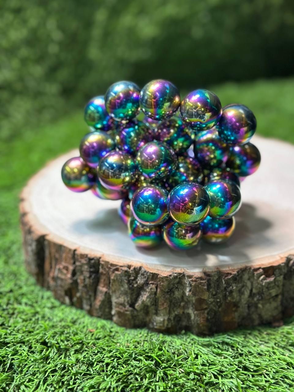 Rainbow MAGNETIC HEMATITE Tumbled Stones, Round Magnets, 25mm