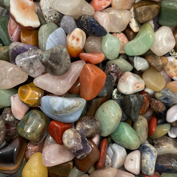 Assorted Tumbled Stones 0.5 in and 1 in BIG from 2oz Wholesale Bulk Lot (Mixed Tumbled Stones,Assorted Tumbled Stones,Asorted gem stones)