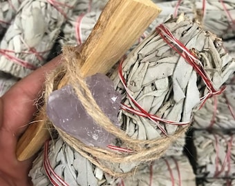 Sage Bundle (Sage, Palo Santo, Your Choice Stone)