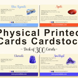Set of 300 PRINTED Gemstone Cards, Crystal Cards, Printed, Physical Cards, Crystal card Deck, Spiritual Cards, Gemstone card deck