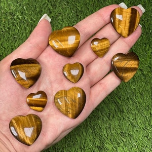 TIGER EYE Crystal Hearts,  WHOLESALE Prices, Crystals in Heart shape Best for gift sets,  hand carving Tiger Eye