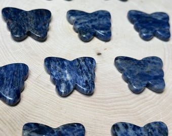 Sodalite BUTTERFLY  Carved Gemstone 1.25 Inch | BUTTERFLY Premium Grade Gemstones | Carved Crystal Animal