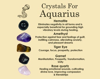 Rose Quartz Aquarius Zodiac Crystals AQUARIUS Crystal Set, 5x